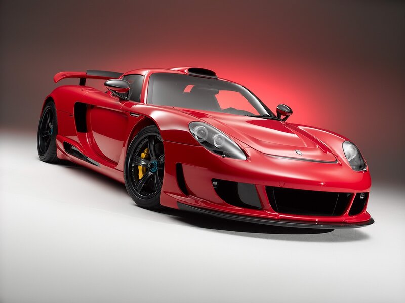 Red sports car in studio