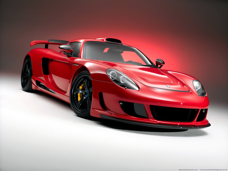 Red sports car in studio