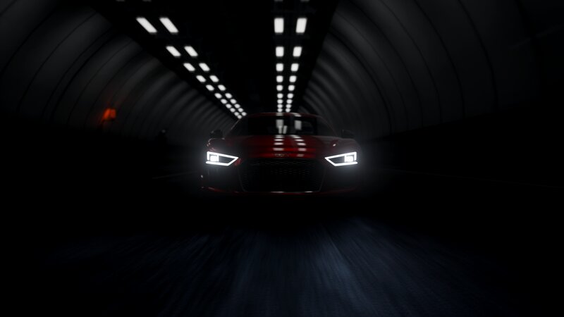 Red Sports Car in Tunnel — Black