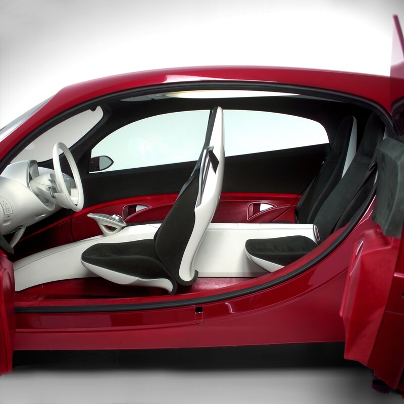 red sports car interior