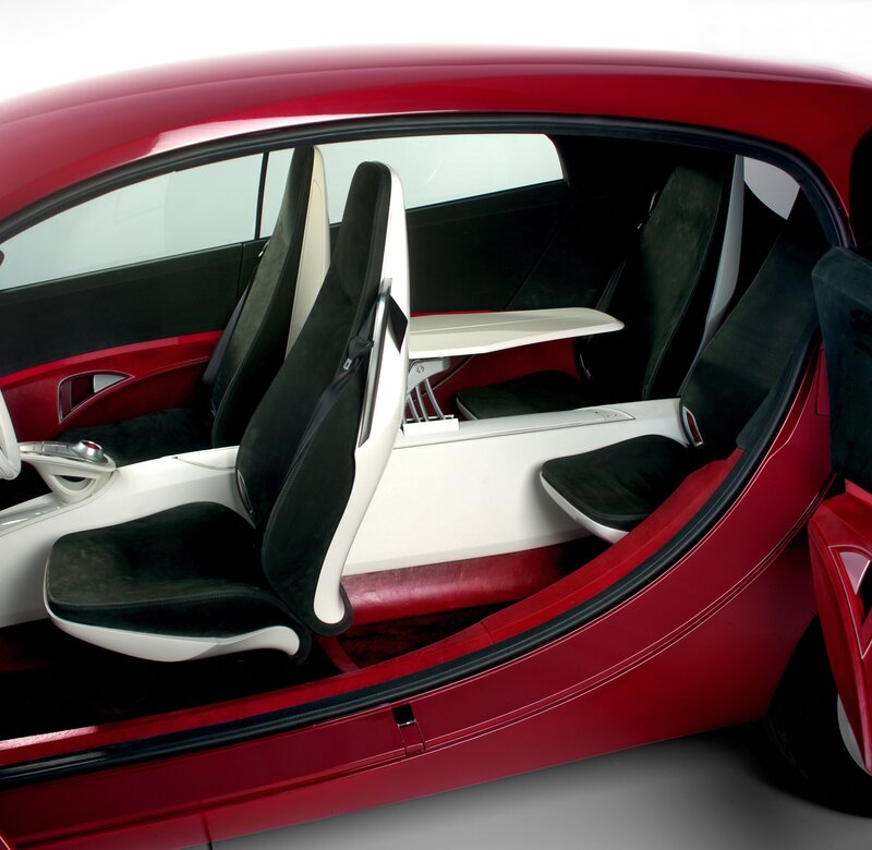 red sports car interior