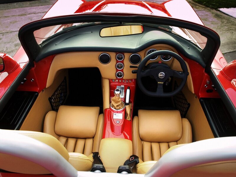 red sports car interior