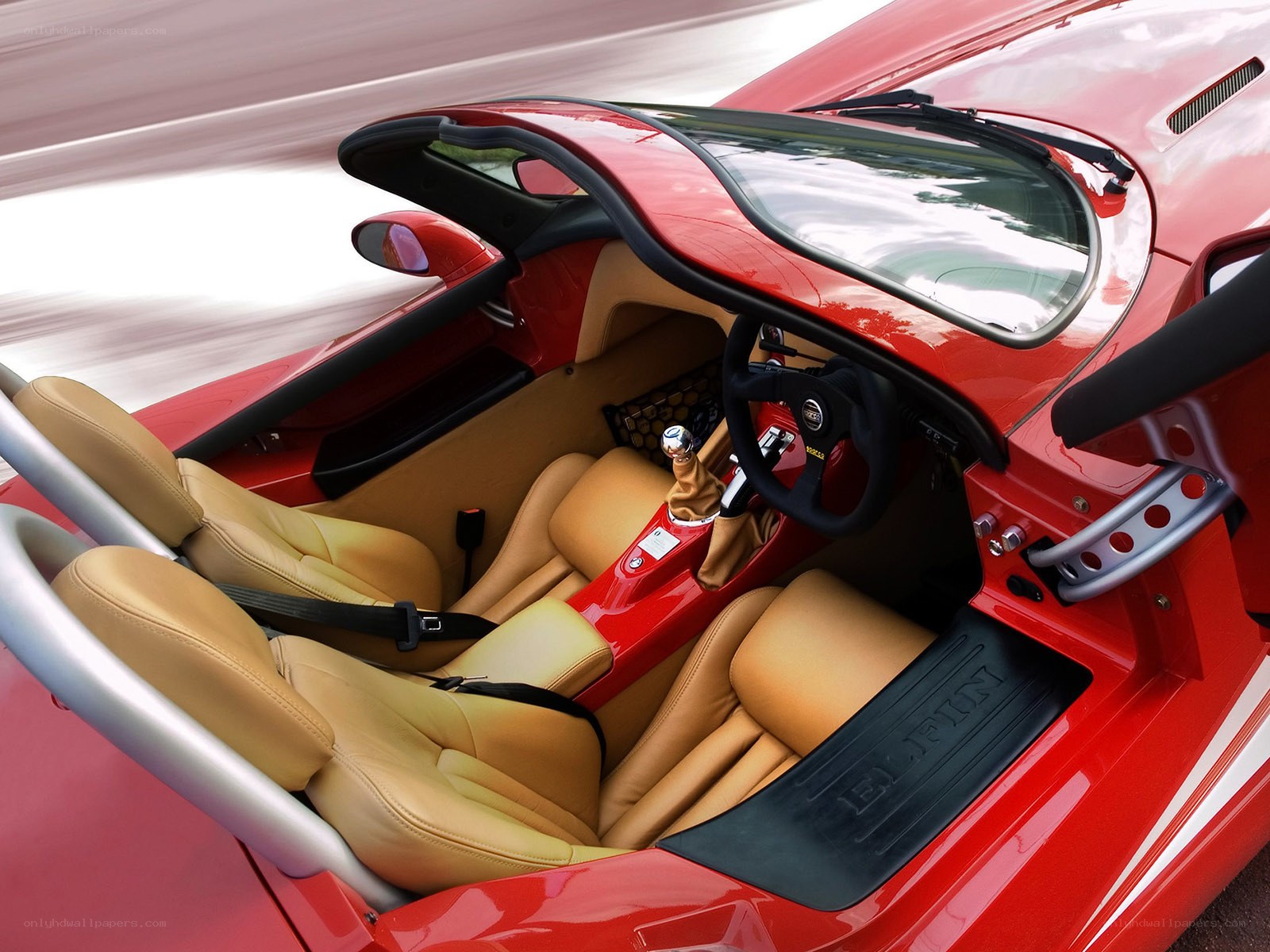 Red sports car interior