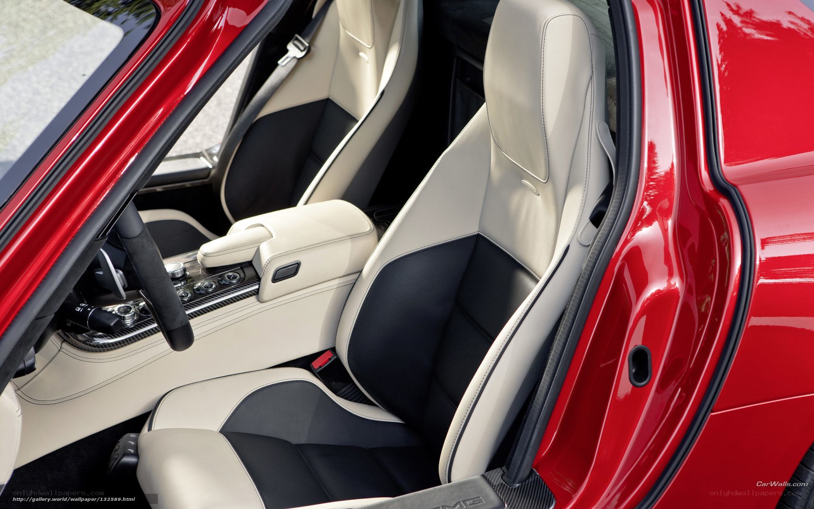red sports car interior