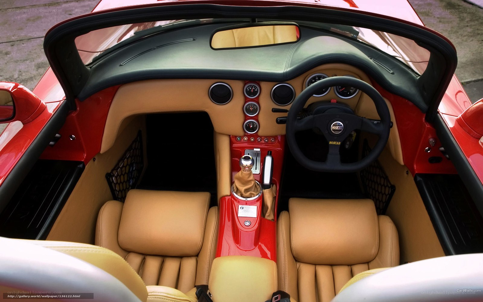 red sports car interior