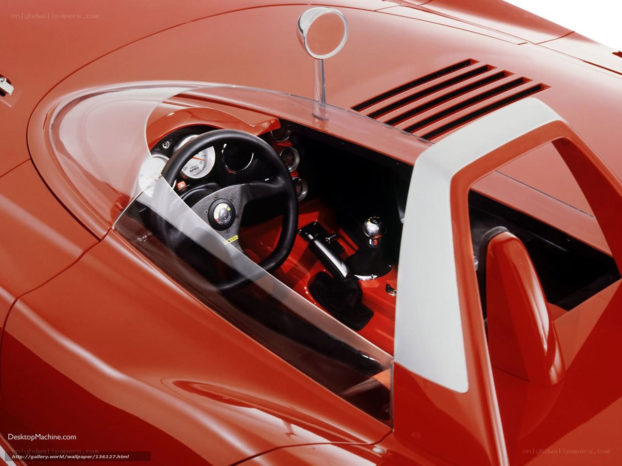 red sports car interior