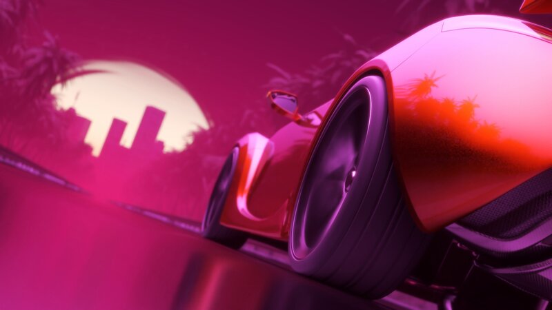 Red Sports Car — Magenta