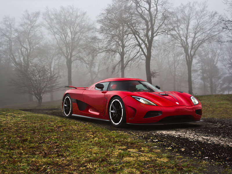 Red Sports Car — Misty, Morning