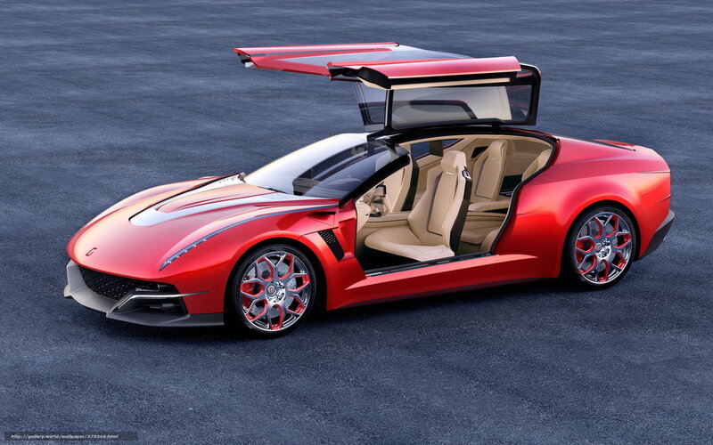 Red Sports Car — Modern, 3d Render, Beige Interior, Open Door
