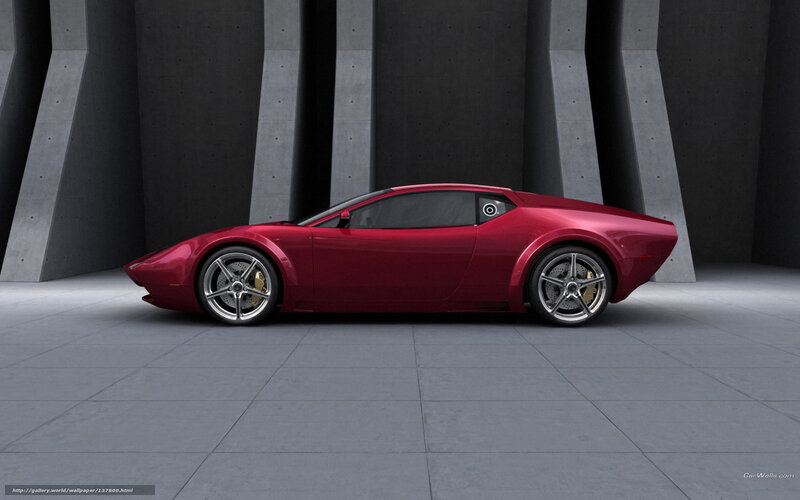 Red Sports Car — Modern, 3d Render, Concrete Pillars