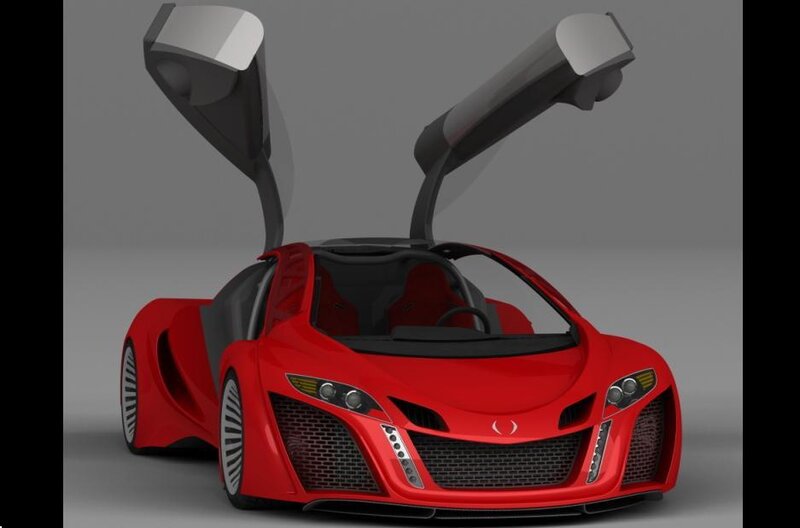 Red Sports Car — Modern, 3d Render, Doors, Wheels, Grille