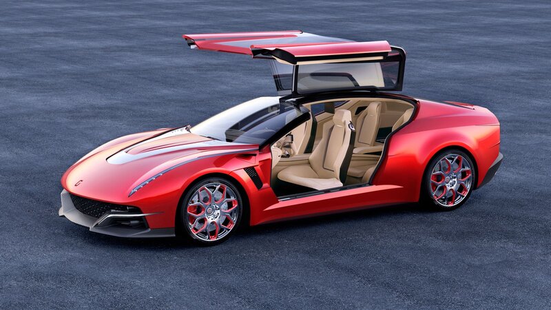 Red Sports Car — Modern, 3d Render, Doors, Wheels, Interior