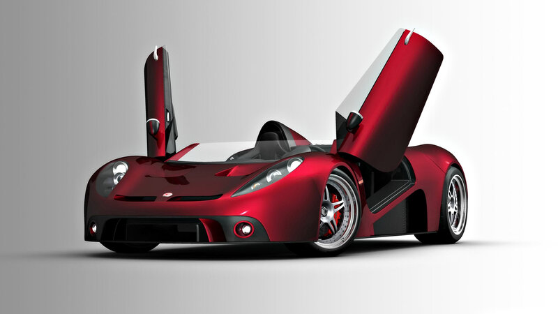 Red Sports Car — Modern, 3d Render, Doors, Wheels