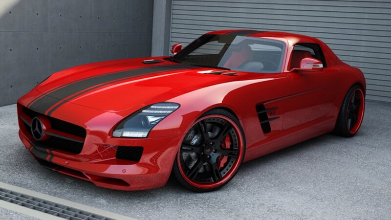 Red Sports Car — Modern, 3d Render, Garage, Concrete