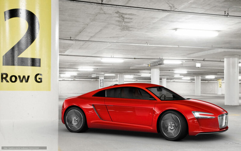 Red Sports Car — Modern, 3d Render, Parking Garage