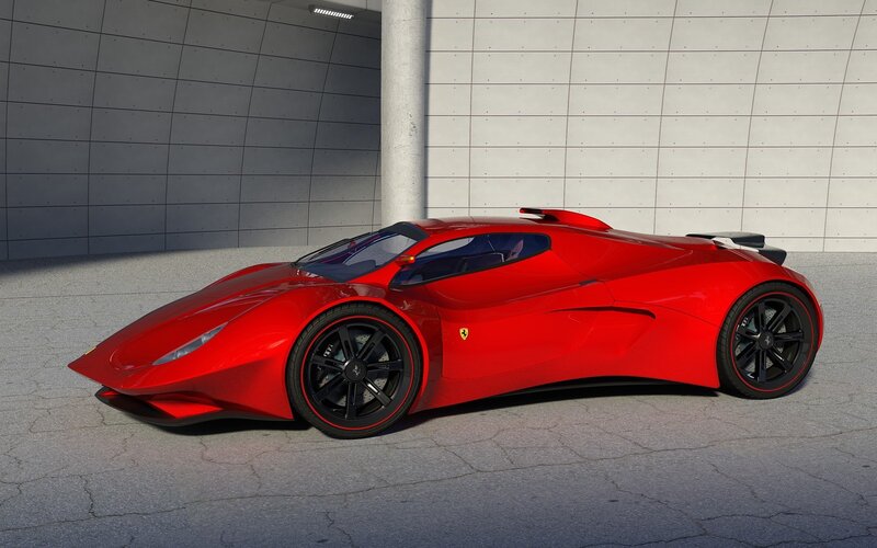 Red Sports Car — Modern, 3d Render, Wall