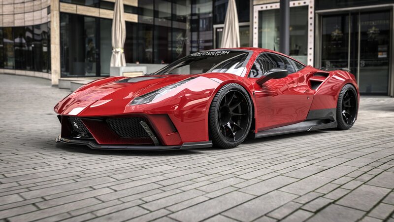 Red Sports Car — Modern, Afternoon, 3d Render, Building