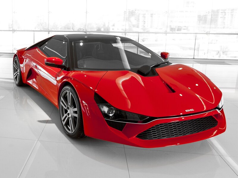 Red Sports Car — Modern, Photograph, Showroom