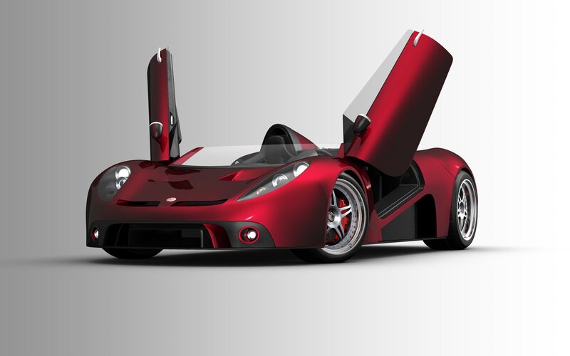 Red Sports Car — Neutral, 3d Render, Doors