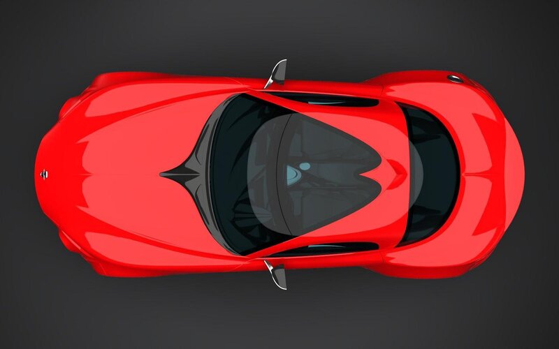Red Sports Car — Neutral, 3d Render, Windshield, Side Mirror