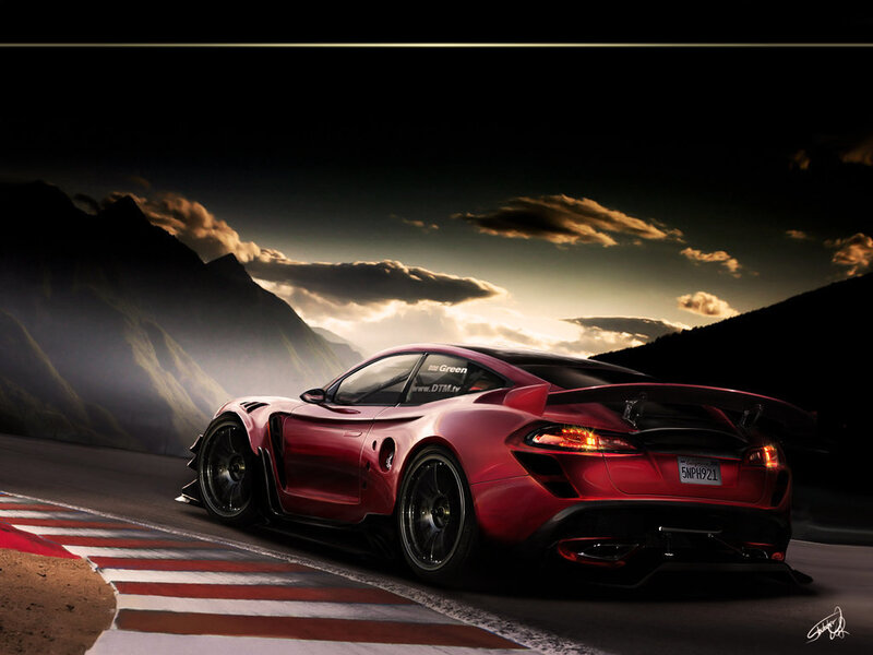 Red sports car on a mountain road