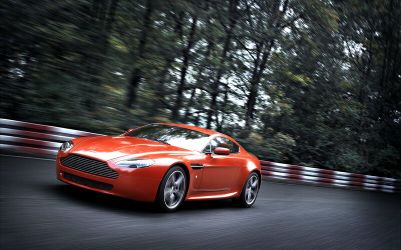 Red sports car on a racetrack
