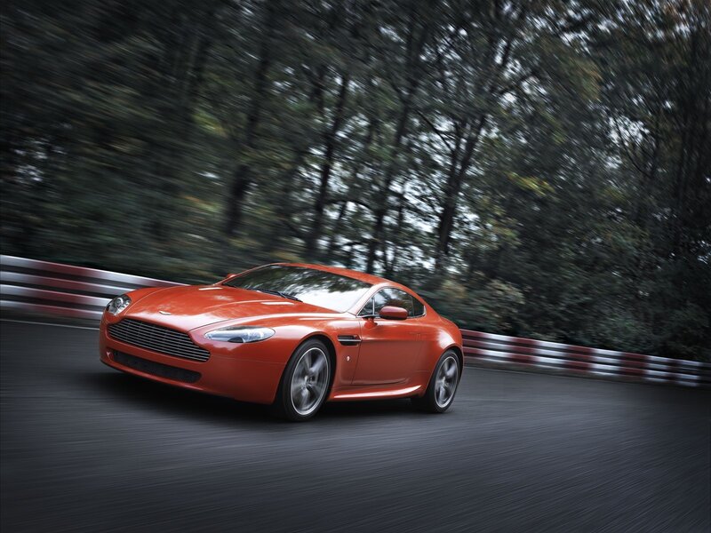 Red sports car on a racetrack