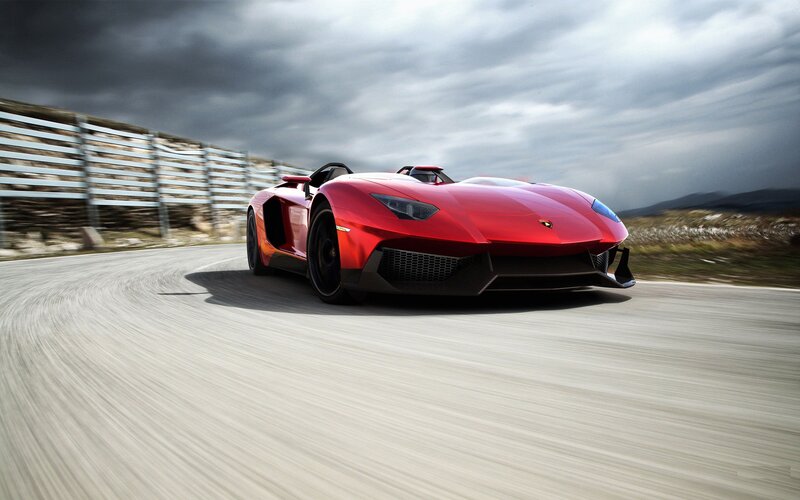 Red sports car on a racetrack