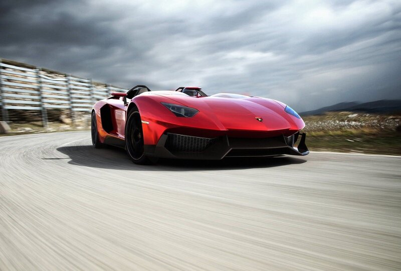 Red sports car on a racetrack