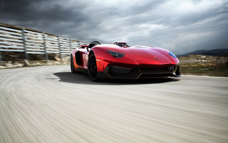 Red sports car on a racetrack