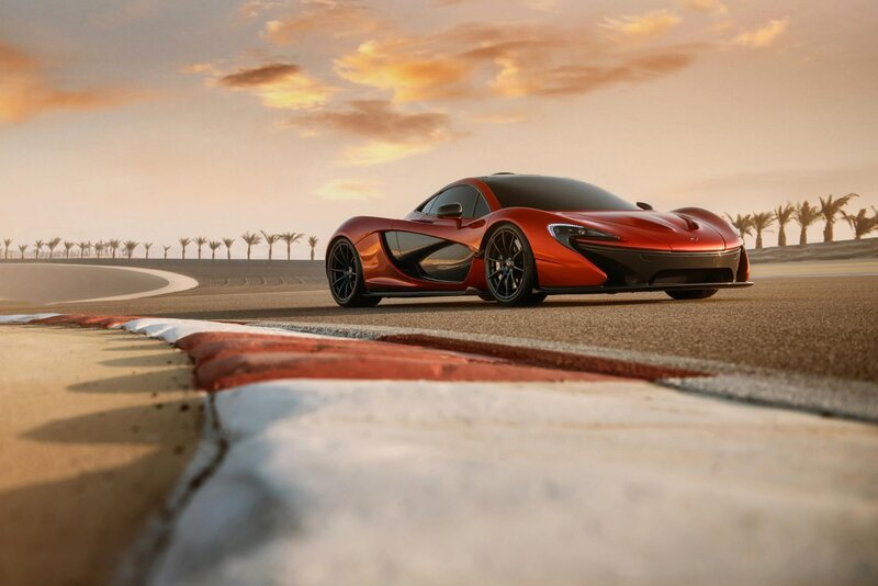Red sports car on a racetrack