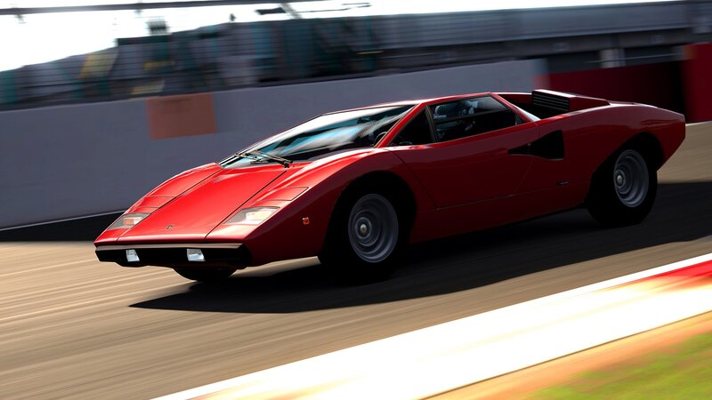 Red sports car on a racetrack