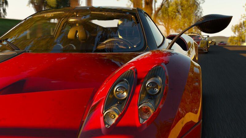 Red sports car on a racetrack