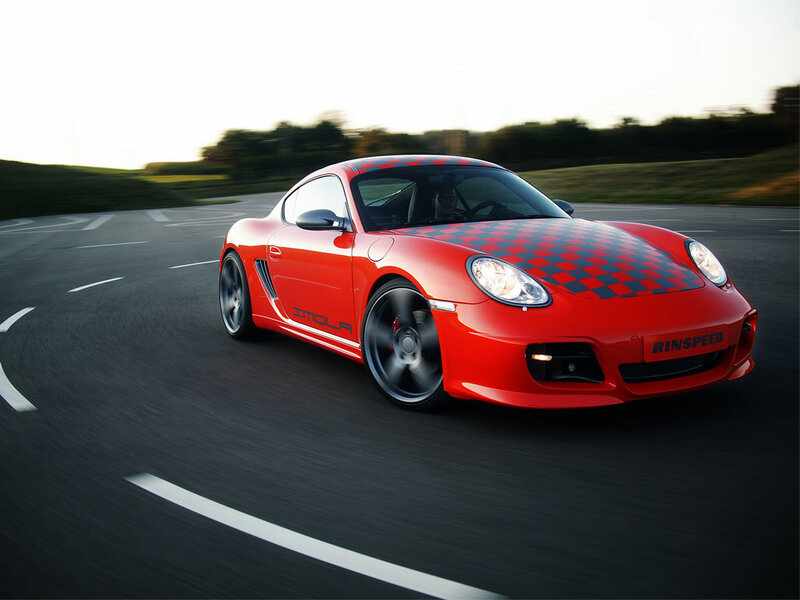 Red sports car on a racetrack