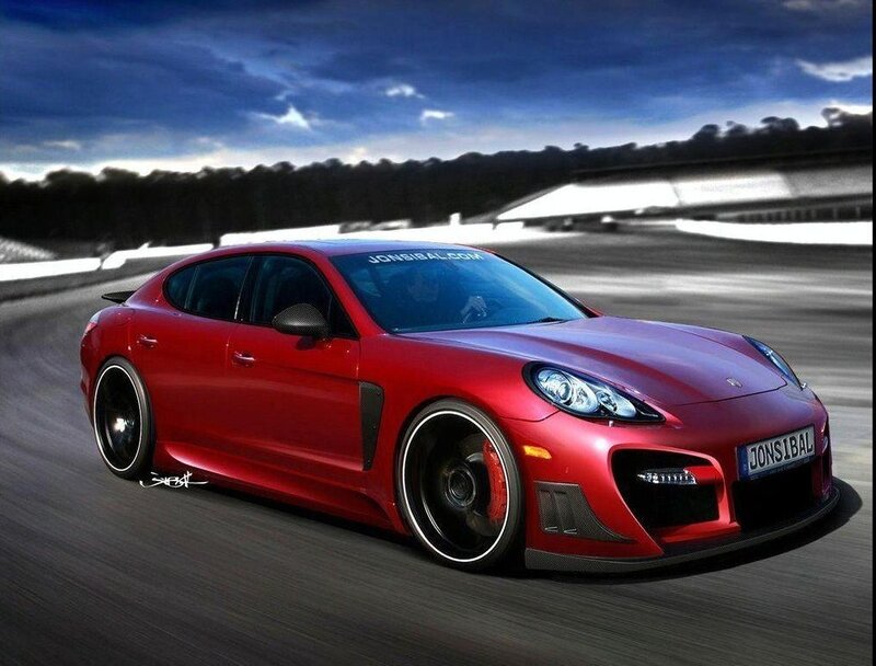 Red sports car on a racetrack