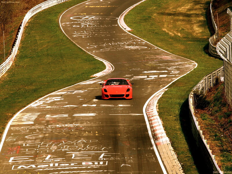 Red sports car on a racetrack