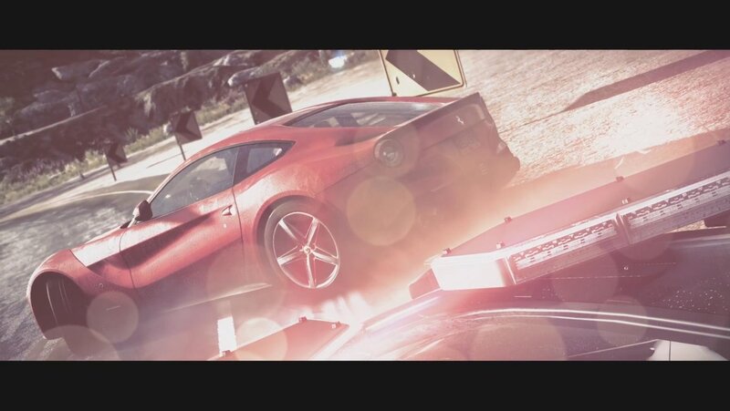 Red sports car on a ramp