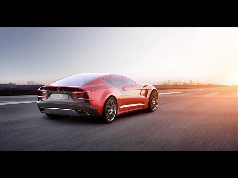 Red sports car on a road
