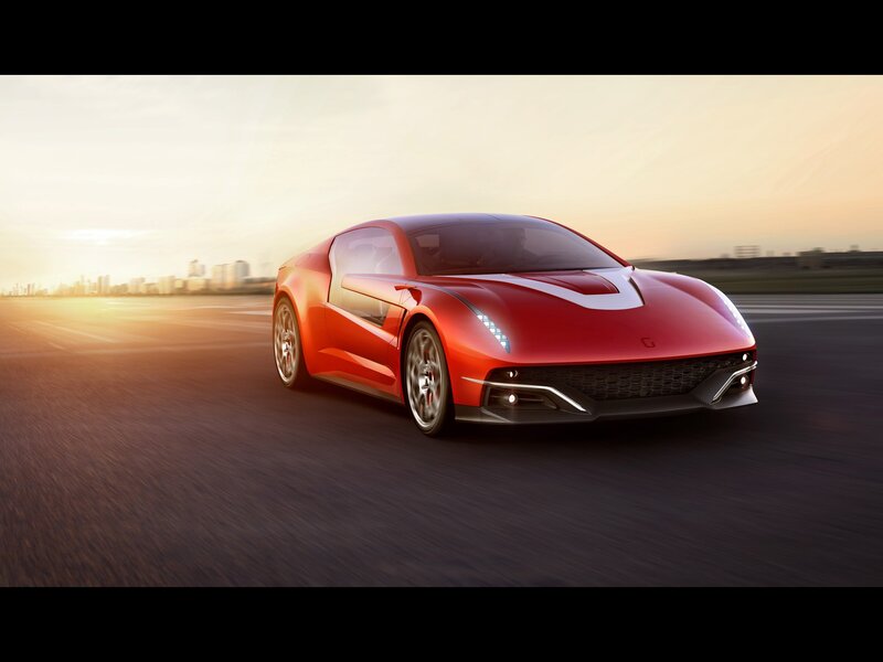 Red sports car on a track