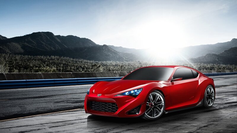 Red sports car on a track