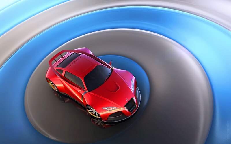 Red sports car on a track