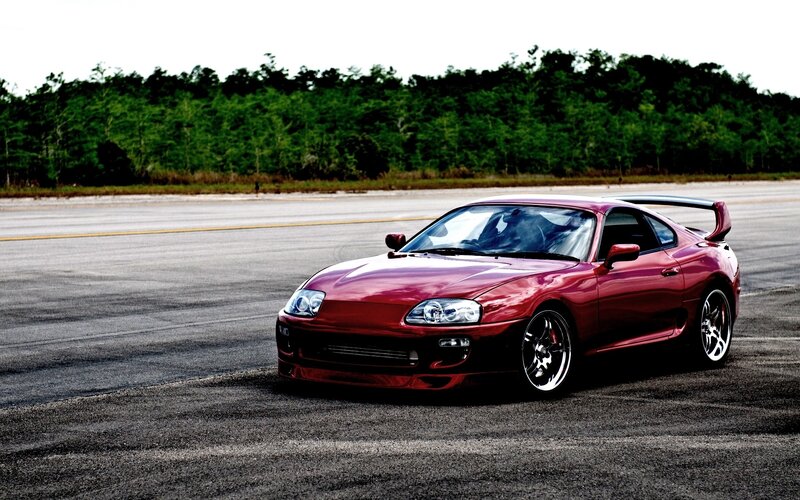 Red sports car on a track
