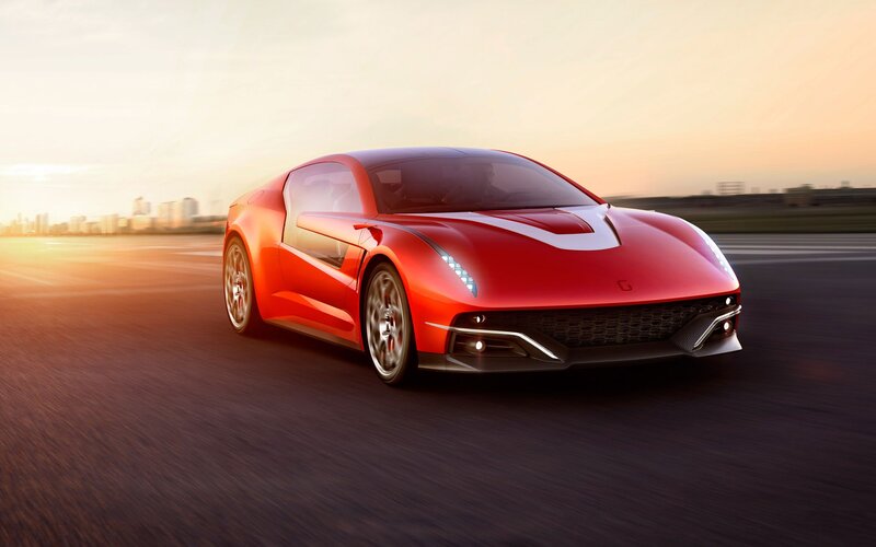 Red sports car on a track
