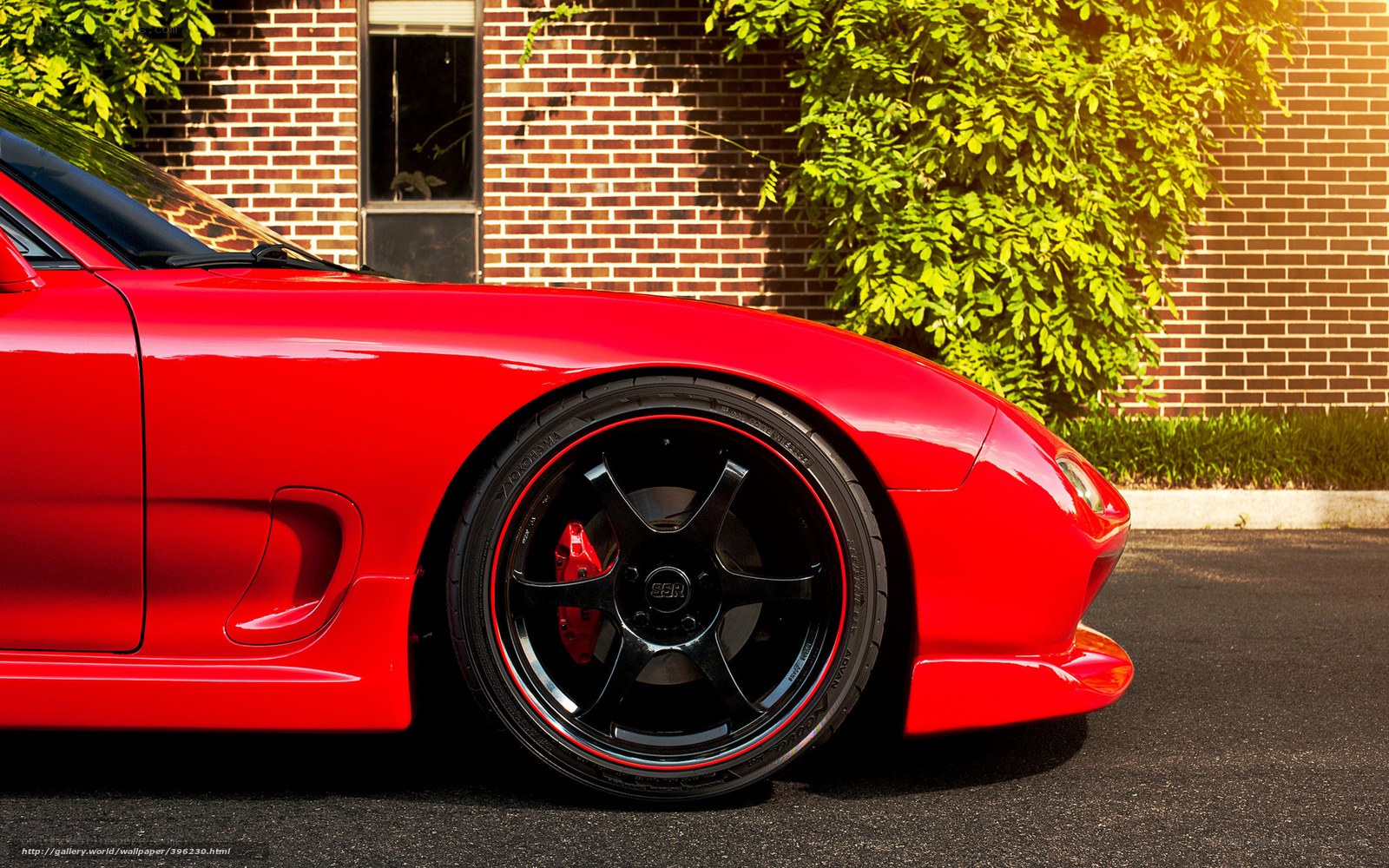 Red sports car on asphalt