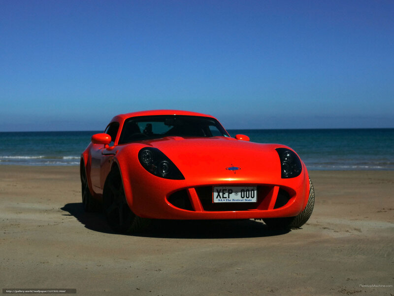 Red Sports Car on Beach — Serene