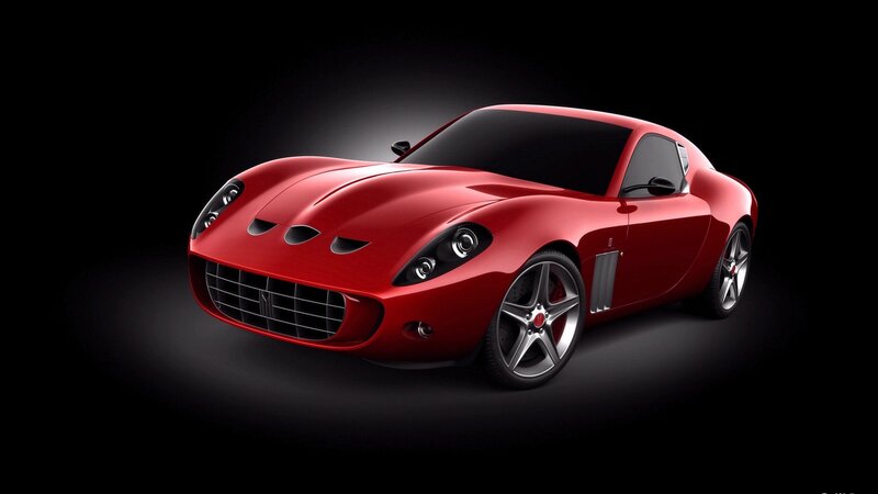 red sports car on black background