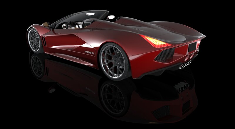 Red sports car on black background