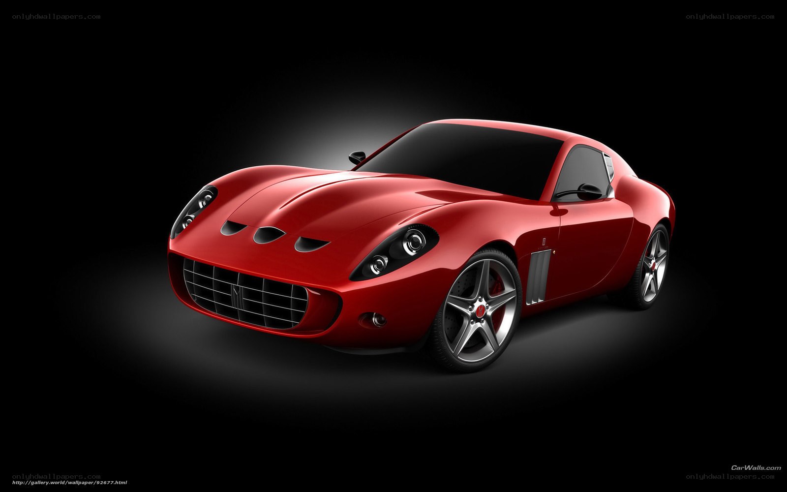 Red sports car on black background