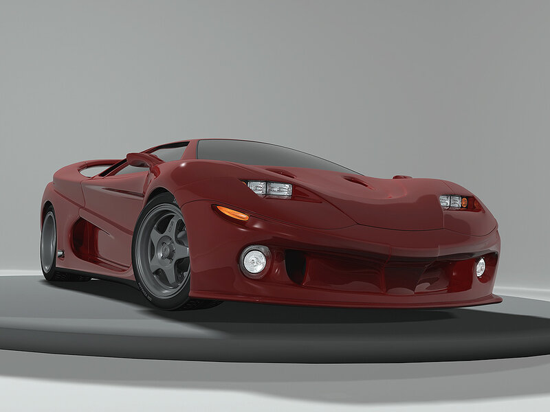 red sports car on display