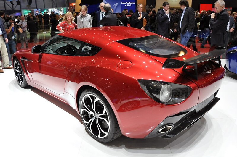 Red sports car on display